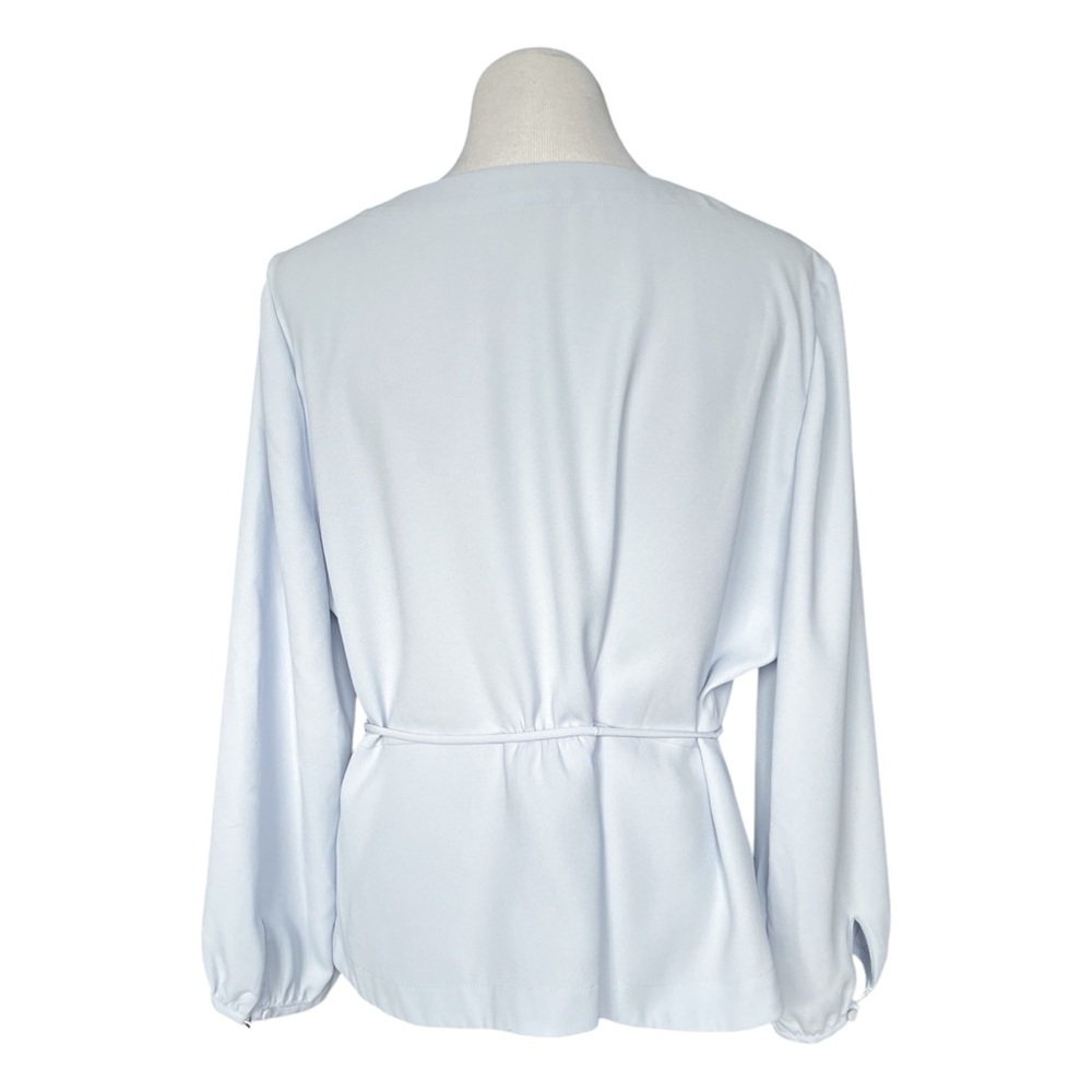 J. Crew Drapey crepe faux-wrap top Women’s 18 Light Blue - Picture 3 of 7